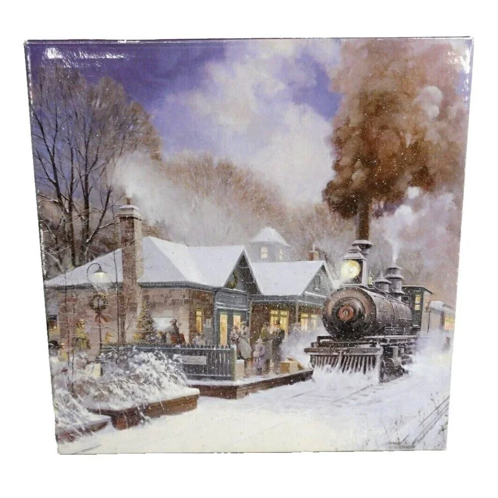 MEGA  Gallery Series 1000 piece wooden puzzle NEXT STOP winter train station